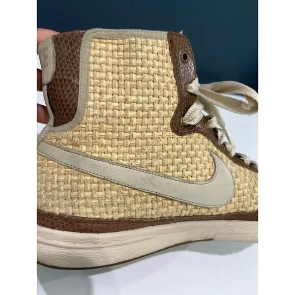 Nike Women’s Vintage Blazer Tan Raffia Woven Mid Top Sneakers Sz 9