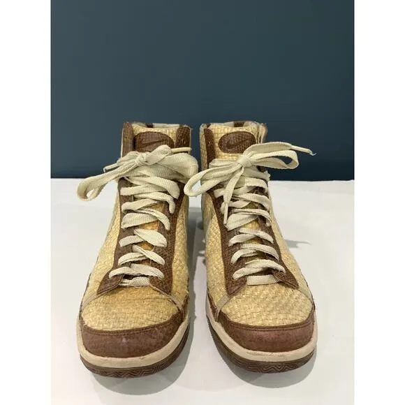 Nike Women’s Vintage Blazer Tan Raffia Woven Mid Top Sneakers Sz 9