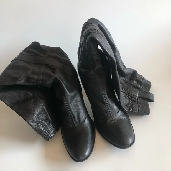 Nine West Leather Pull On Knee High Boots