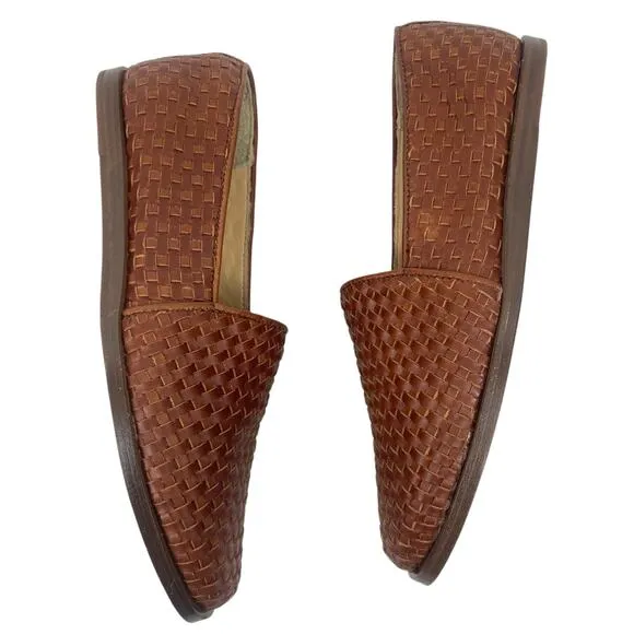 Nisolo Mara Leather Woven Slip On Loafer Flats Brandy Brown Size 7
