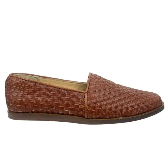 Nisolo Mara Leather Woven Slip On Loafer Flats Brandy Brown Size 7