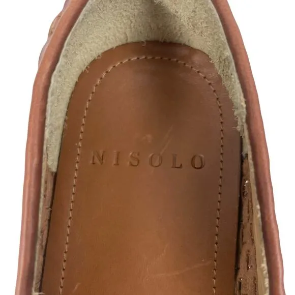 Nisolo Mara Leather Woven Slip On Loafer Flats Brandy Brown Size 7