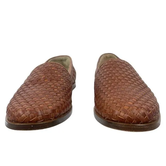 Nisolo Mara Leather Woven Slip On Loafer Flats Brandy Brown Size 7