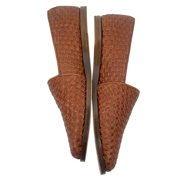 Nisolo Mara Leather Woven Slip On Loafer Flats Brandy Brown Size 7