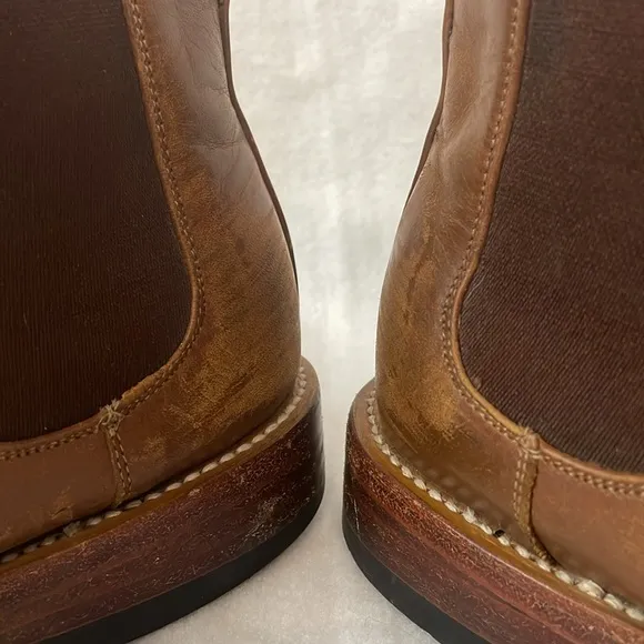 Nisolo Mens Sz 8.5 Javier Chelsea cognac leather Chelsea Ankle Boots Pull On