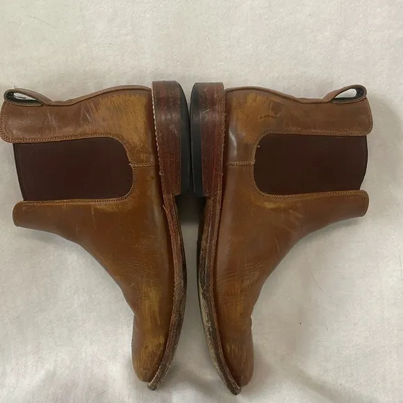 Nisolo Mens Sz 8.5 Javier Chelsea cognac leather Chelsea Ankle Boots Pull On