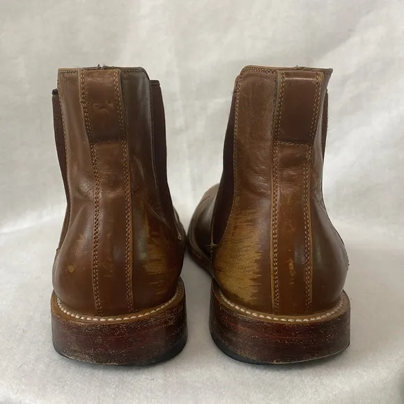 Nisolo Mens Sz 8.5 Javier Chelsea cognac leather Chelsea Ankle Boots Pull On