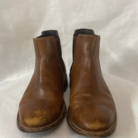 Nisolo Mens Sz 8.5 Javier Chelsea cognac leather Chelsea Ankle Boots Pull On