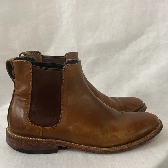 Nisolo Mens Sz 8.5 Javier Chelsea cognac leather Chelsea Ankle Boots Pull On