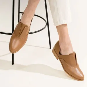 Nisolo Oxford Shoes Size 9 Emma D'orsay Almond Tan Leather Slip On Casual Flats