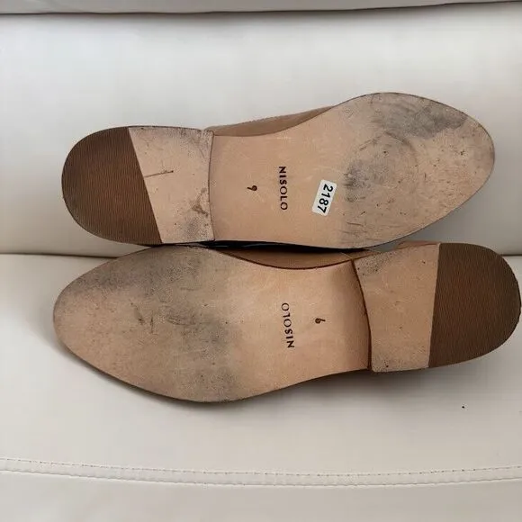 Nisolo Oxford Shoes Size 9 Emma D'orsay Almond Tan Leather Slip On Casual Flats