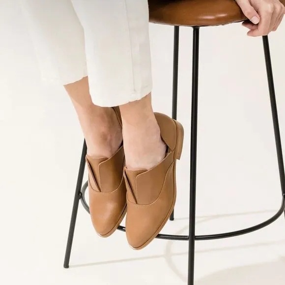 Nisolo Oxford Shoes Size 9 Emma D'orsay Almond Tan Leather Slip On Casual Flats
