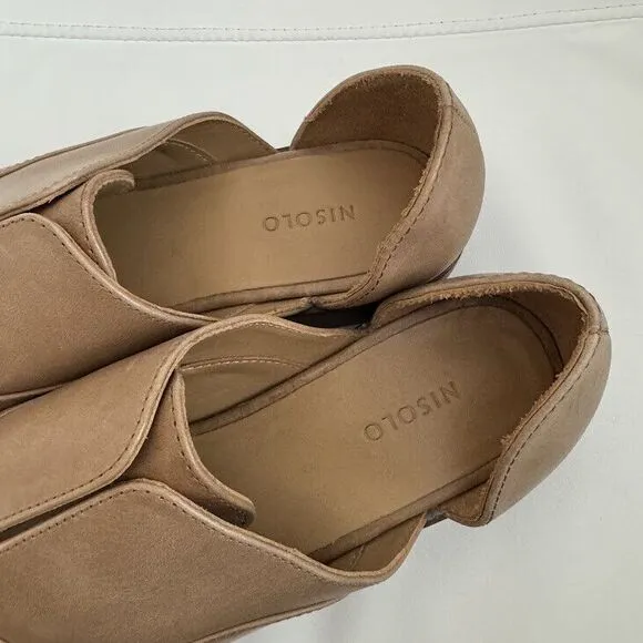 Nisolo Oxford Shoes Size 9 Emma D'orsay Almond Tan Leather Slip On Casual Flats