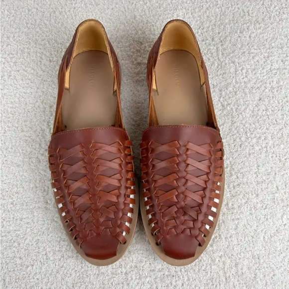 Nisolo Shoes Mens 11 Brandy Huarache Leather Breathable Slip On Loafer Flats