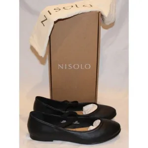 NISOLO WOMEN'S BEA LEATHER MARY JANE BALLET FLATS BLACK SZ 9.5 NIB $138