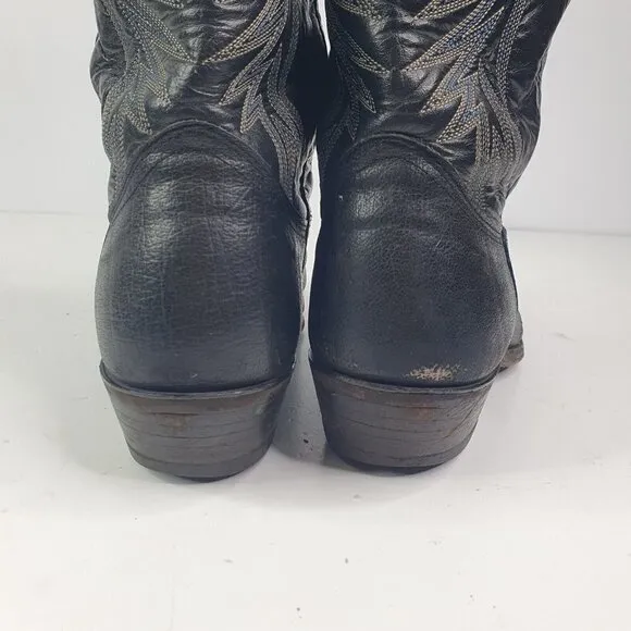 Nocona Black Leather Western Cowboy Embroidery Boots Men’s Size US 10 D