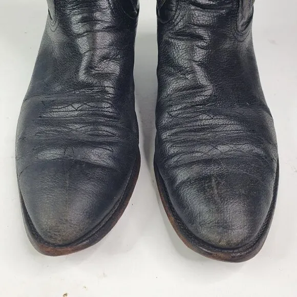 Nocona Black Leather Western Cowboy Embroidery Boots Men’s Size US 10 D
