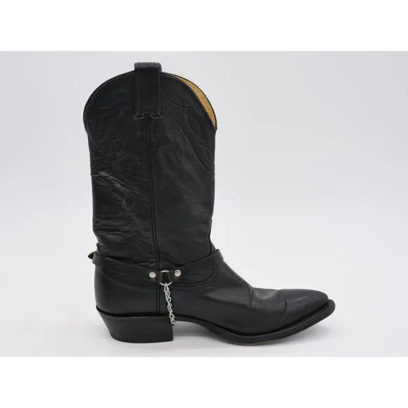Nocona Boots Womens 7 Black Leather Roper Harness Pointed Toe Pull On