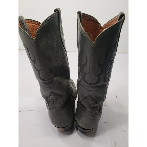 Nocona Men’s Grey Leather Pull On Cowboy Boots Size 10 1/2 D Style J817