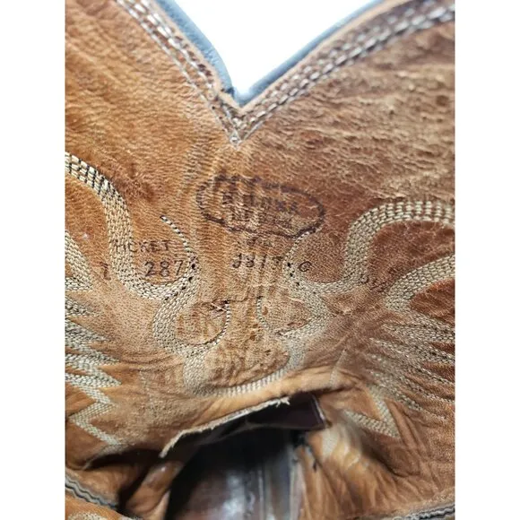 Nocona Men’s Grey Leather Pull On Cowboy Boots Size 10 1/2 D Style J817