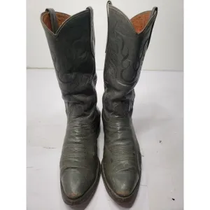 Nocona Men’s Grey Leather Pull On Cowboy Boots Size 10 1/2 D Style J817