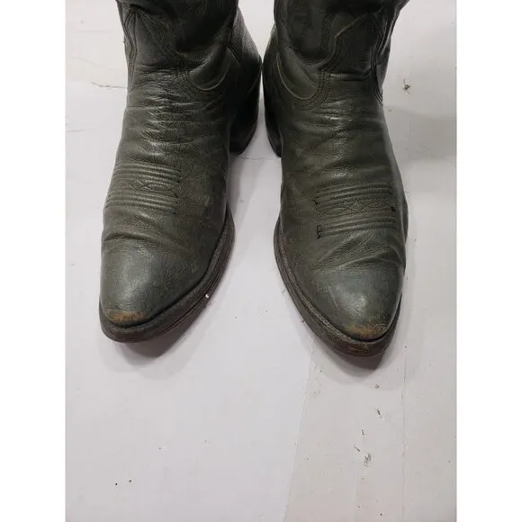 Nocona Men’s Grey Leather Pull On Cowboy Boots Size 10 1/2 D Style J817