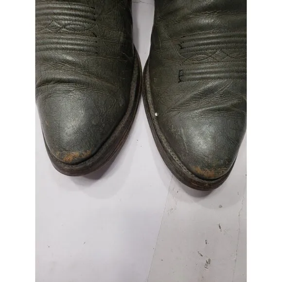 Nocona Men’s Grey Leather Pull On Cowboy Boots Size 10 1/2 D Style J817