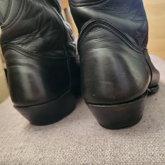 Nocona Men's western Boots US 9 D Black Leather Cowboy Pull on Boots
