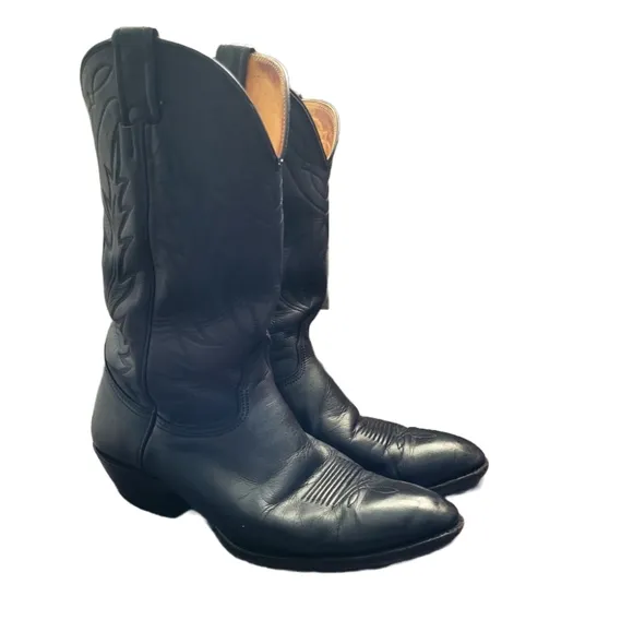 Nocona Men's western Boots US 9 D Black Leather Cowboy Pull on Boots