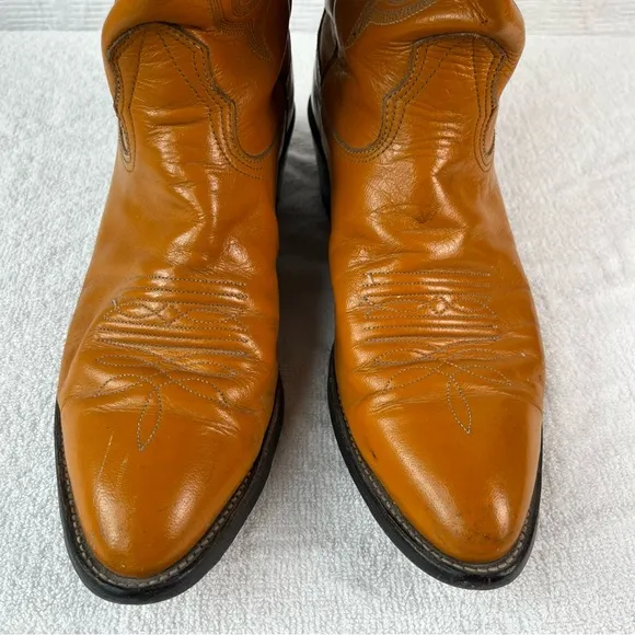 Nocona Vintage Western Cowboy Boots Mens 8D Tan Leather Altered and Stained boot
