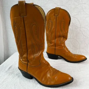 Nocona Vintage Western Cowboy Boots Mens 8D Tan Leather Altered and Stained boot
