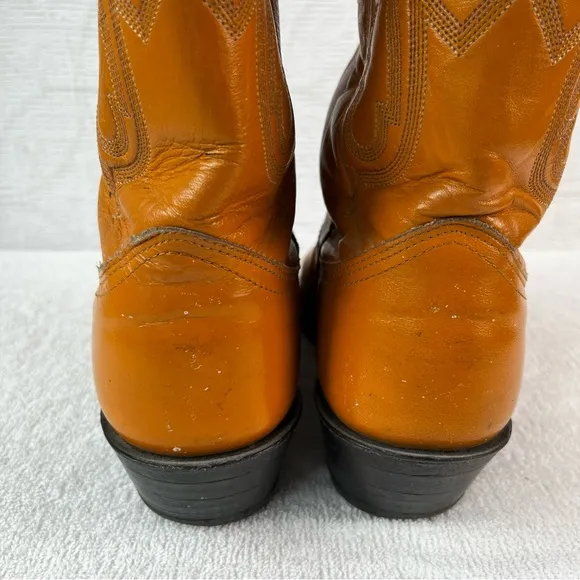 Nocona Vintage Western Cowboy Boots Mens 8D Tan Leather Altered and Stained boot