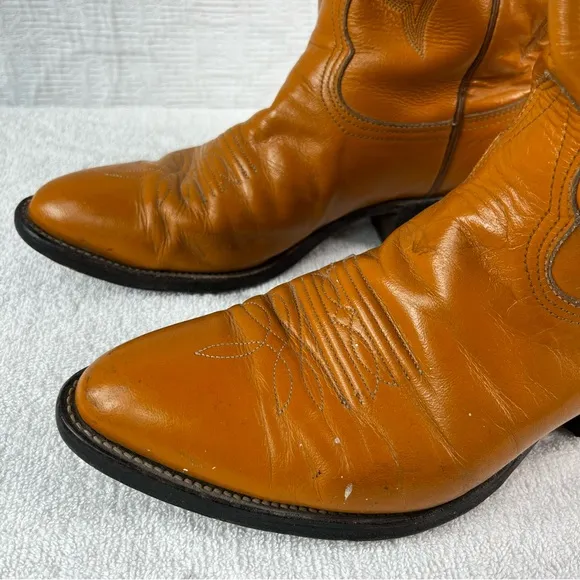 Nocona Vintage Western Cowboy Boots Mens 8D Tan Leather Altered and Stained boot