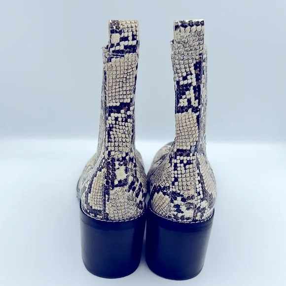Nordstrom Nohazina-Lea Snakeskin Embossed Leather Block Heel Pull On Boots NWT