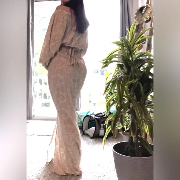 Novella Royale RARE Chantilly Cream Maxi Dress, Small, STUNNING!