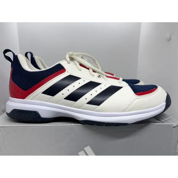 NWB Adidas Sneakers Indoor Sports Non Marking Sole Red White Blue Men 11 GX3752