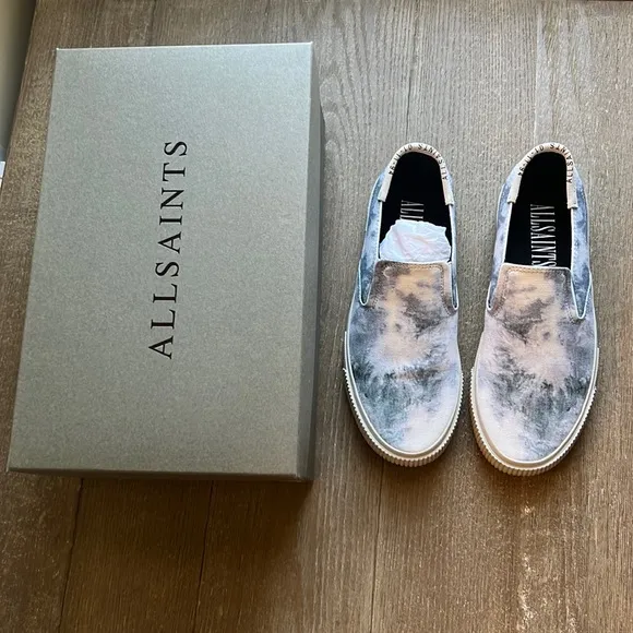 NWB All Saints Manny Canvas Slip-on Tie Dye Sneakers