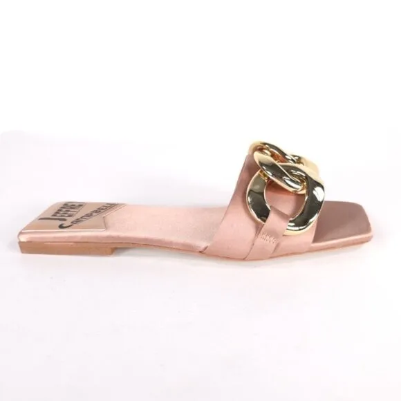 NWB Jeffrey Campbell Women's Danae Chain Flat Sandals Rose Gold Satin Size 5.5M