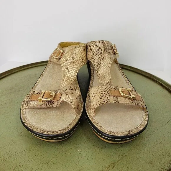 NWoB Algeria Lara Wedge Strap Sandals Gold Snake