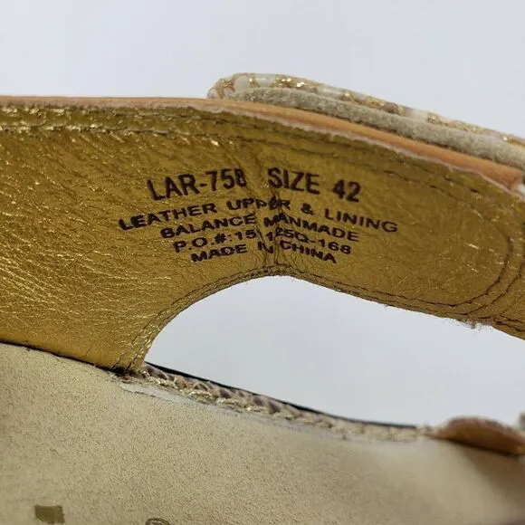 NWoB Algeria Lara Wedge Strap Sandals Gold Snake