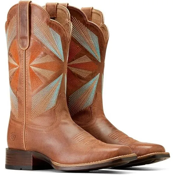 NWOB ARIAT Women's Oak Grove Western Cowboy Boots Maple Glaze Size 7.5C