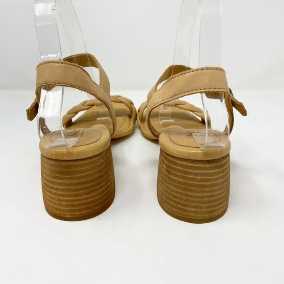 NWOB Born Tan Braided Leather Open Toe Sandals Women's Size 9 Adjustable Strap