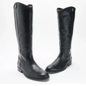 NWOB Frye Melissa Riding Boot Black Leather Sz 9 Pull On Western