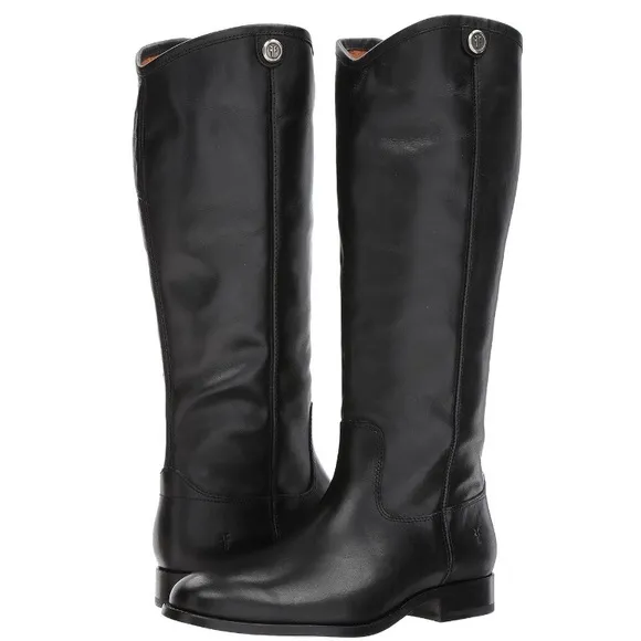 NWOB Frye Melissa Riding Boot Black Leather Sz 9 Pull On Western