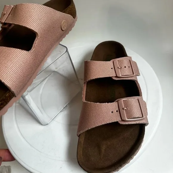 NWOB Kids Birkenstock Arizona Vegan Pink Textile Strap Sandal Sz US 1-1.5 EU 32