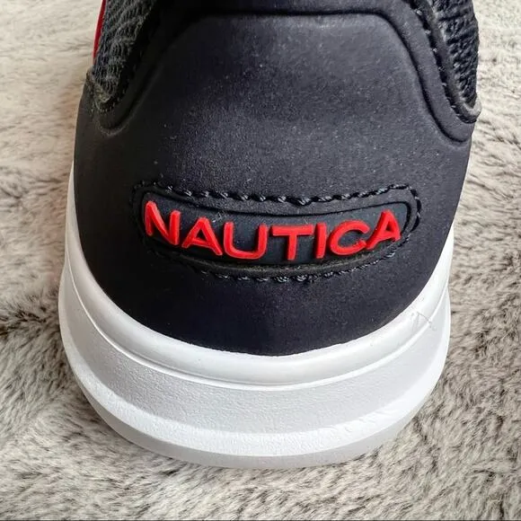 NWOB Nautica Velcro Strap Navy and Red Slip On Sneakers Size 13
