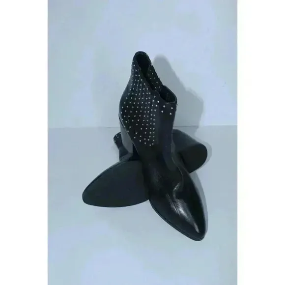 NWOB Steve Madden Jaclyn Black W/ Studs Pull On Bootie 3&quot; Heel Women Shoe 8.5 M
