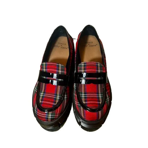 NWOB Torrid Betsey Johnson Creeper Loafers Red Plaid Chunky Limited Edition 10WW