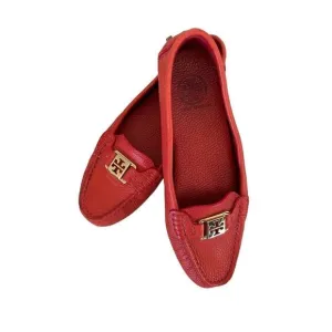 NWOB Tory Burch Kendrick Tumble Leather Orange Flats Loafers W/dustbag Women’s 8