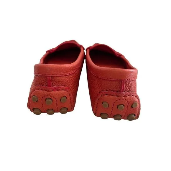 NWOB Tory Burch Kendrick Tumble Leather Orange Flats Loafers W/dustbag Women’s 8